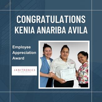 Janitronics Building Services Congratulates Kenia Anariba Avil