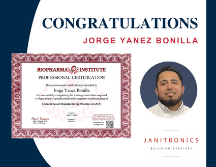 Janitronics Building Services Congratulates Jorge Yanez Bonilla