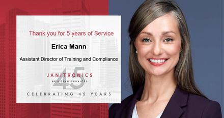 Janitronics Building Services Congratulates Erica Mann for 5 years of service